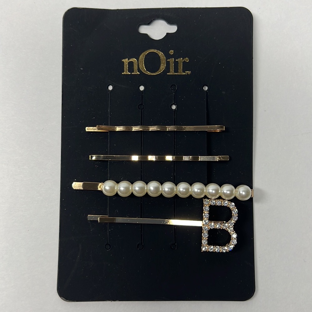 Nordstrom Initial B D J M R T Faux Pearl Rhinestone Gold-Tone Bobby Pins - Picture 8 of 9